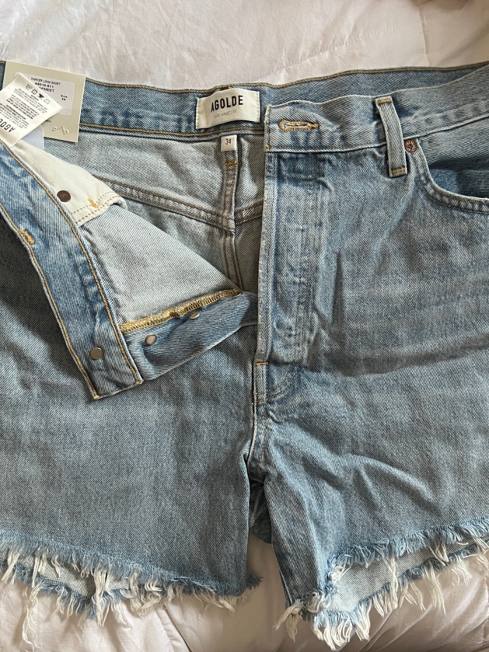 Agolde Parker long - Denim Cutoff Shorts - Picture 2 of 6